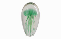 Glass Jellyfish Paperweight Green