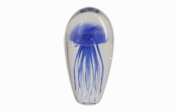 Glass Jellyfish Paperweight Blue