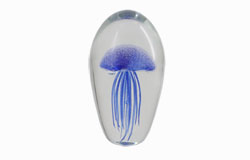 Glass Jellyfish Paperweight Blue