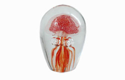 Glass Jellyfish Paperweight Red