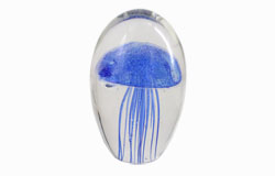 Glass Jellyfish Paperweight Blue