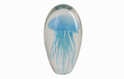 Glass Jellyfish Paperweight Light Blue